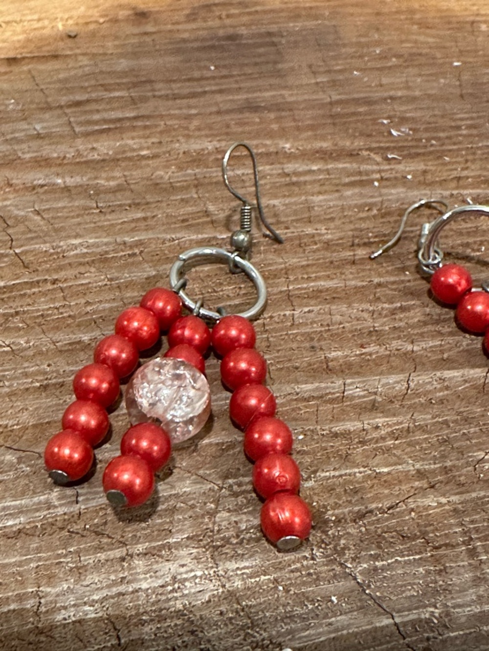 Red Beaded Dangle Earrings - Unbranded - Picture 2 of 4
